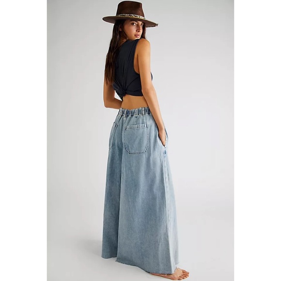 Free People We The Free Clover Wide-Leg Solid Jeans Whimsy Blue - Picture 4 of 9